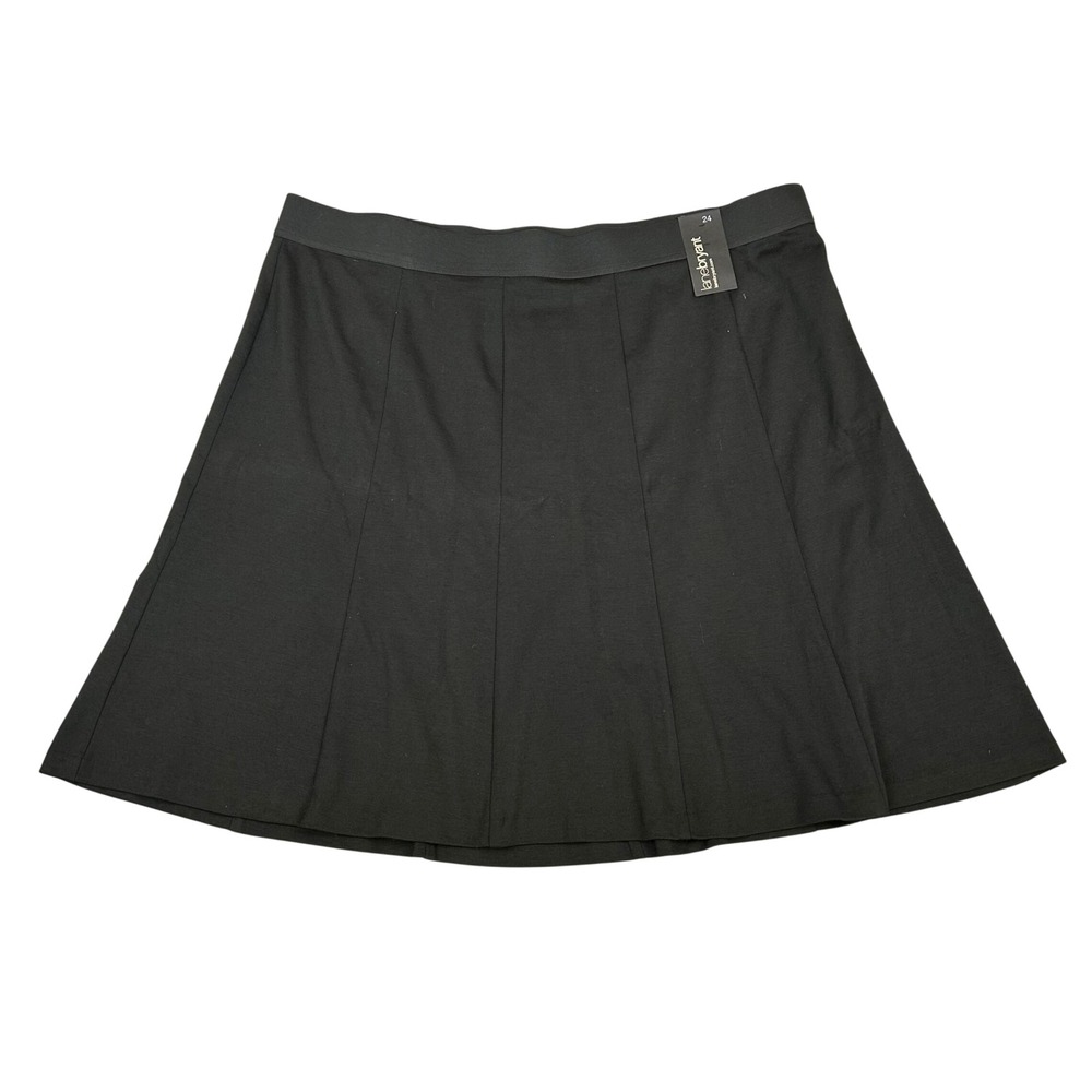 Lane Bryant Black A-Line Paneled Knit Skirt Plus 24 Preppy Academia Office NWT